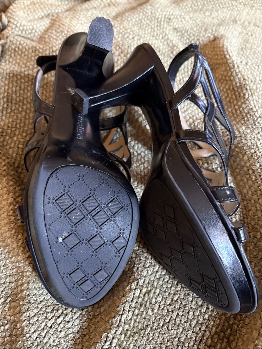 Naturalizer Black Strappy Patent Heeled Sandals - Picture 3 of 4